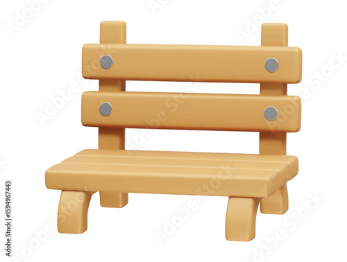  Park bench icon 3d illustration rendering