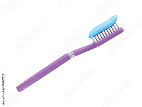 Toothbrush with toothpaste icon 3d illustration rendering