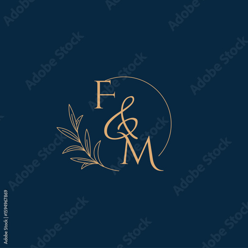 FM Initial Wedding Monogram Logo with Minimalistic Style