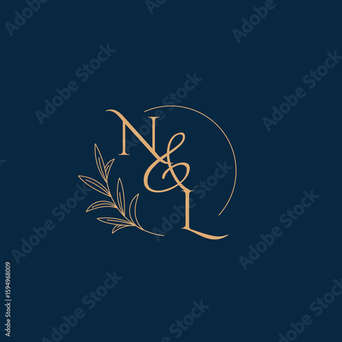 NL Initial Wedding Monogram Logo with Minimalistic Style