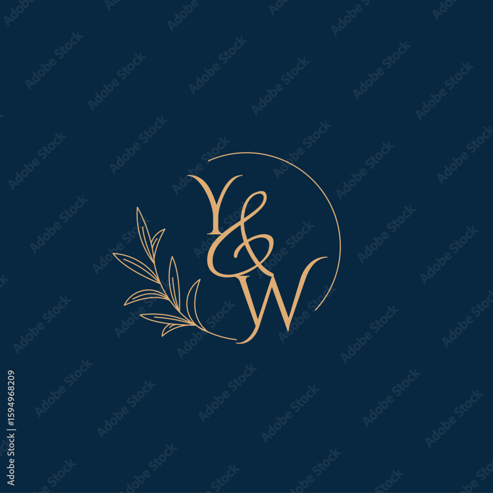Obraz premium YW Initial Wedding Monogram Logo with Minimalistic Style