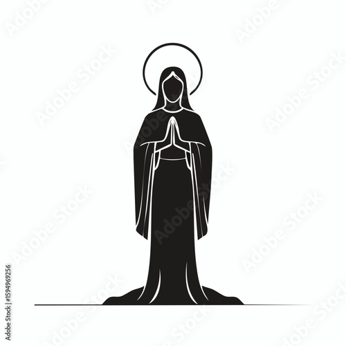 Divine Radiance: A serene silhouette of a figure in reverent prayer. This piece embodies the values of faith and spirituality.