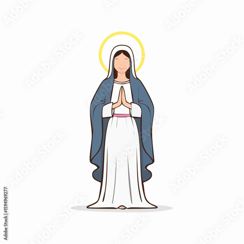 Serene Madonna: A digitally crafted portrayal of the Madonna, radiating peace, wearing a serene expression, a symbol of faith and spirituality.
