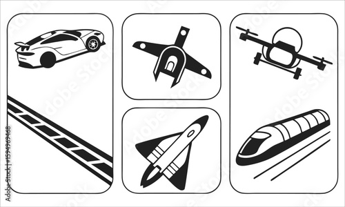 Futuristic transportation modes airplane drone