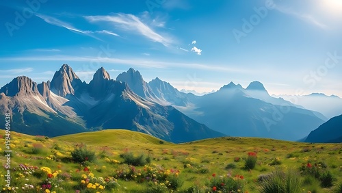 mountain landscape with blue sky