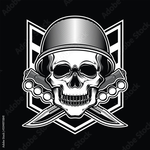 skull and bayonet military head logo