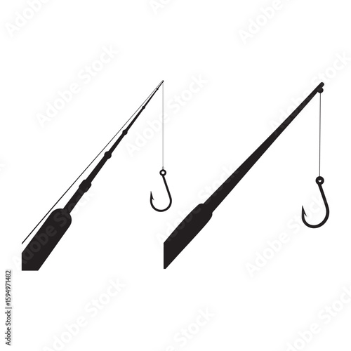 Fishing rods with hooks and lines angling sport