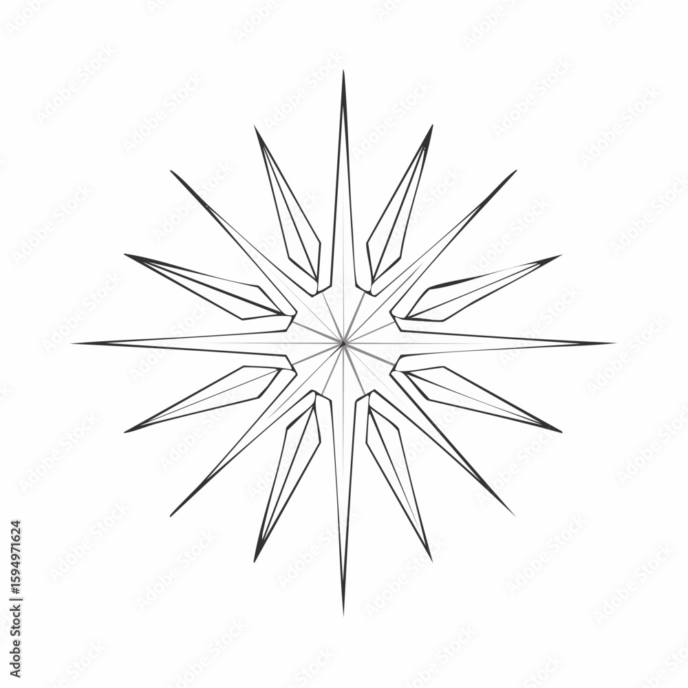 Fototapeta premium Star Diagram Silhouette: A clean, minimalist rendering of a star, showcasing sharp angles and a symmetrical design.