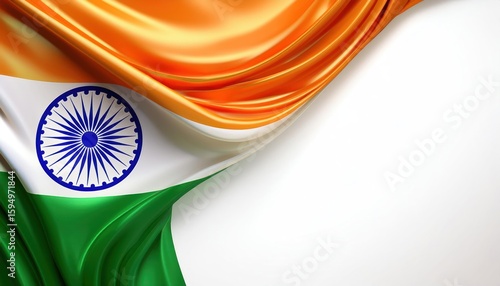 Silk Indian Flag with Copyspace for Custom Text or Images White Background 3D Render