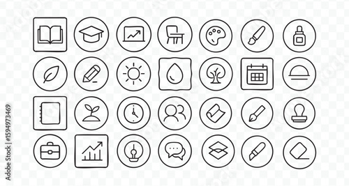 Thin line icons big set Icons business marketing e commerce media contact icon vector