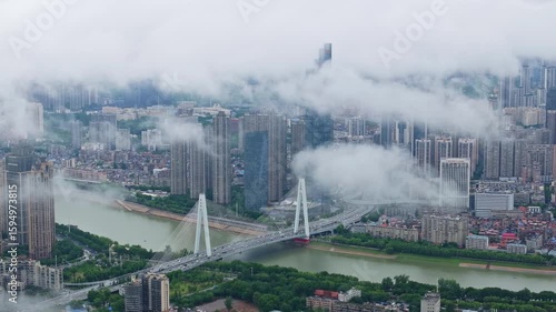 Wuhan city landmark skyline scenery