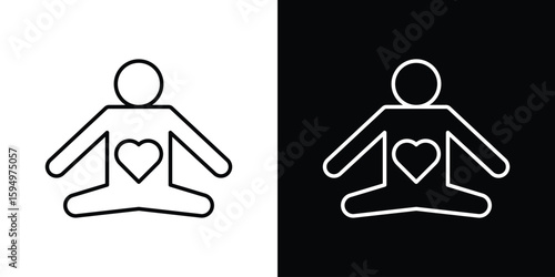 Meditating icon Editable stroke vector pack, suitable for web designs.
