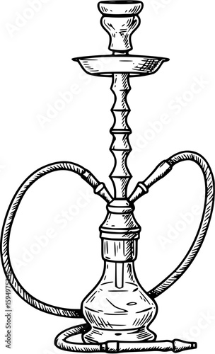 hookah sketch vector on white background
