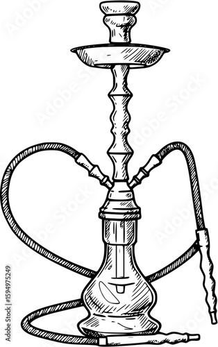 hookah sketch vector on white background