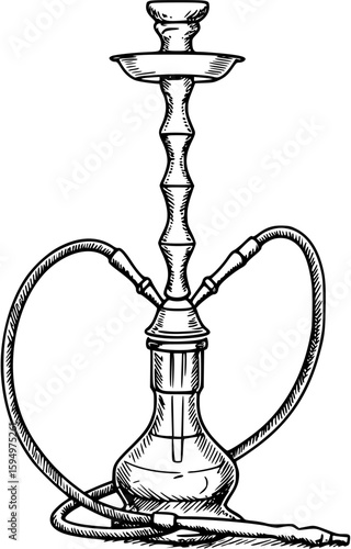 hookah sketch vector on white background