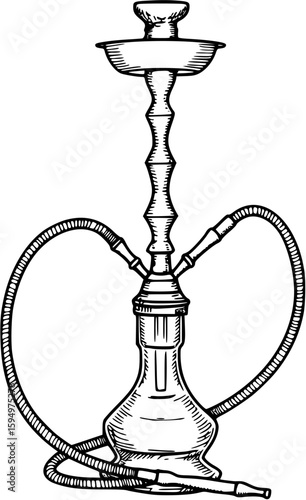 hookah sketch vector on white background