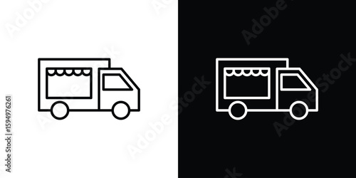 Food truck icon Editable stroke vector pack, suitable for web designs.
