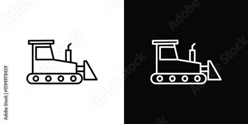Bulldozer icon Editable stroke vector pack, suitable for web designs.