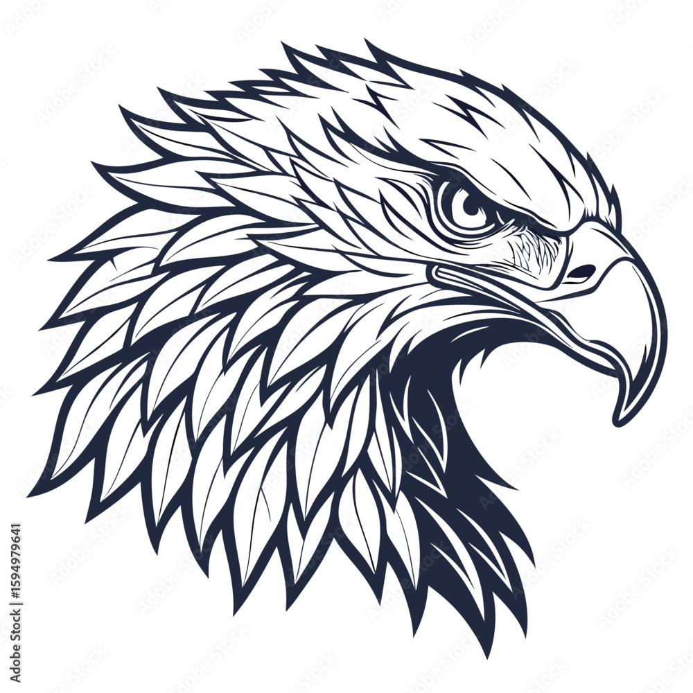 Obraz premium Griffin head with detailed feathers and fur, isolated on a clean background for fantasy creatures.