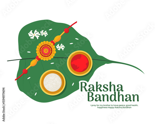 rakhi puja on pan patta betel leaf on Raksha Bandhan Indian festival vector illustration 