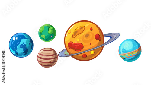 Cartoon planets vector illustration of solar system planets saturn earth jupiter and other celestial bodies
