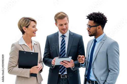 group of business people working together on white
