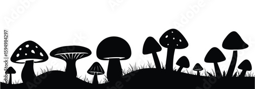 Mushroom icon simple illustration logo art. Mushroom silhouette set vector design big pack of fungus illustration and icon. mushrooms silhouette ,mushrooms symbol vector icon illustration eps 10