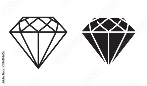 Diamond icon set. Different shapes of diamond cuts. A set of black diamond and gemstone icons isolated on a white background. diamond icon set. diamond gemstone sign. gem vector symbol. gemstone symbo