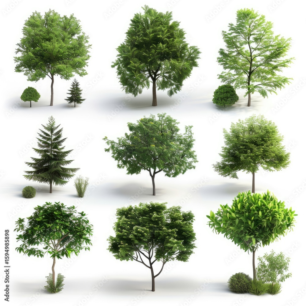 Obraz premium Forest Plant Group Isolated on White