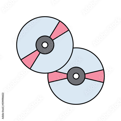 cd lineal color line icon with white background vector stock illustration