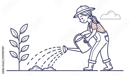 girl with a watering can