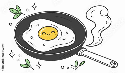fried egg in a frying pan