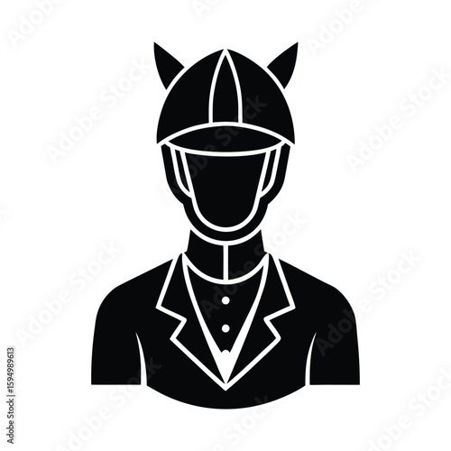 Jockey with helmet icon horse rider vector on white background
