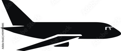 Sleek Black Airplane Silhouette For Travel And Transportation Designs Simple Vector Illustration For Infographics And Website Graphics