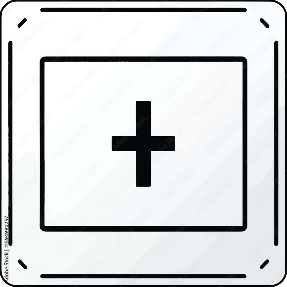 Fototapeta premium Simple Add Button Icon Illustration Clean Minimalist Style Addition Symbol For User Interface Design And Graphic Elements Featuring A Black Plus Sign On A White Background Within A Rounded Frame