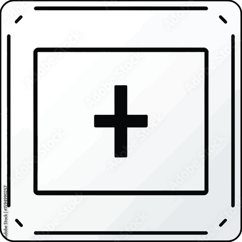 Simple Add Button Icon Illustration Clean Minimalist Style Addition Symbol For User Interface Design And Graphic Elements Featuring A Black Plus Sign On A White Background Within A Rounded Frame