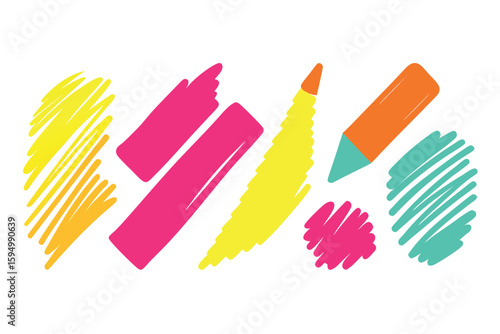 vector illustration of a set of colored pencils