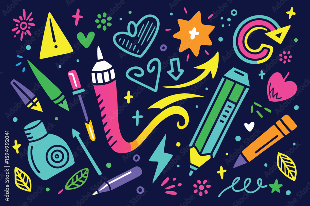 Obraz premium collection-of-highlighter-style-doodles---freehan.eps