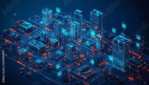 Conceptual diagram of a company’s digital transformation blueprint featuring intricate networked pathways and data nodes representing AI, IoT devices, and scalable big data solutions.