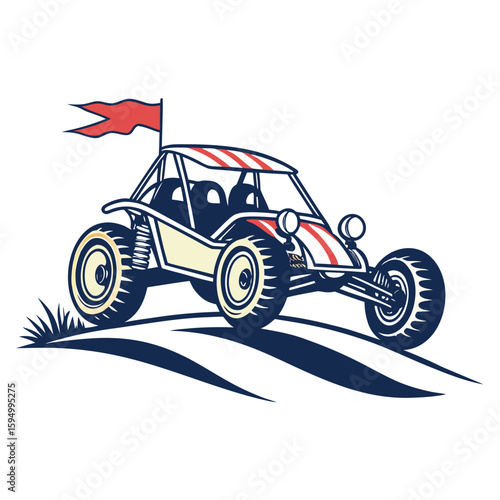 Dune buggy with large tires, isolated on a clean background for off-road adventure or speed.