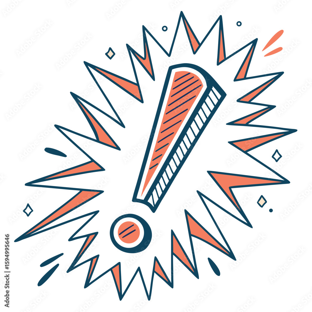 Obraz premium Exclamation point with energetic burst, isolated on a clean background for emphasis or excitement.