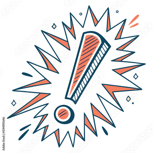 Exclamation point with energetic burst, isolated on a clean background for emphasis or excitement.