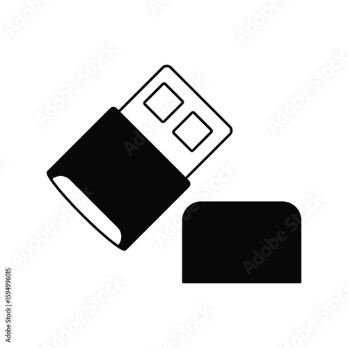 bluetooth adapter glyph outline icon with white background vector stock illustration