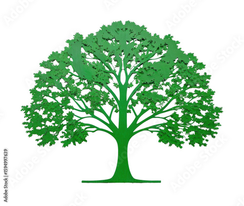 Detailed green tree silhouette with leafy branches