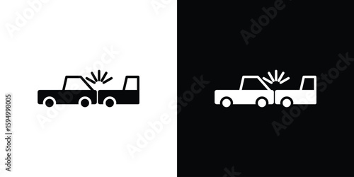 Rear end collision icon concept. silhouette icon.
