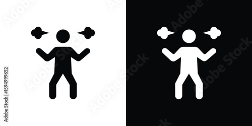 Irritated human icon concept. silhouette icon.