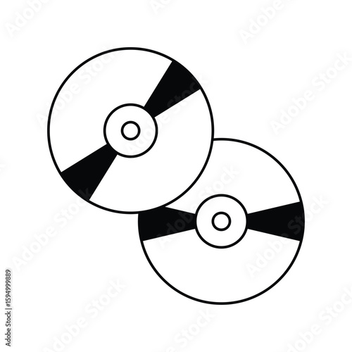 cd glyph outline icon with white background vector stock illustration