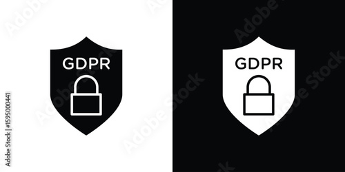 GDPR shield icon concept. silhouette icon.