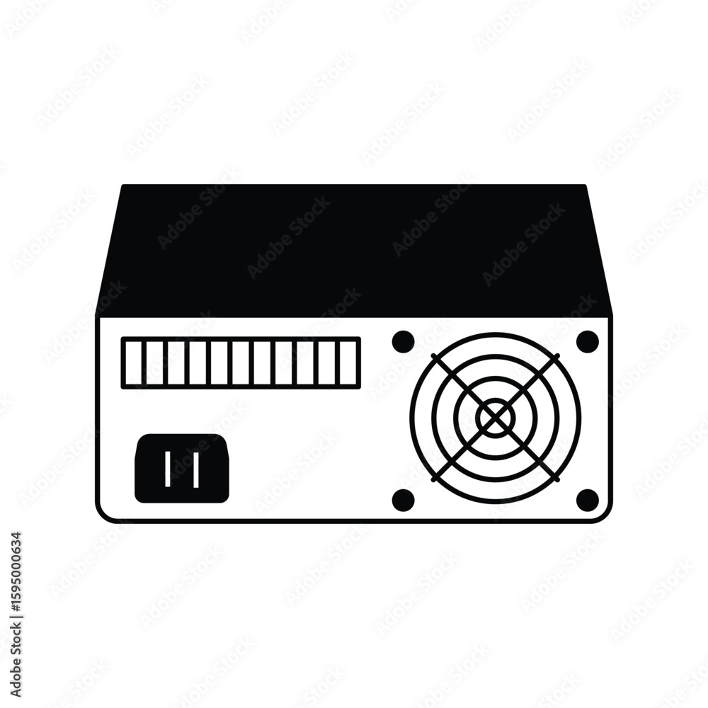 Fototapeta premium power supply glyph outline icon with white background vector stock illustration