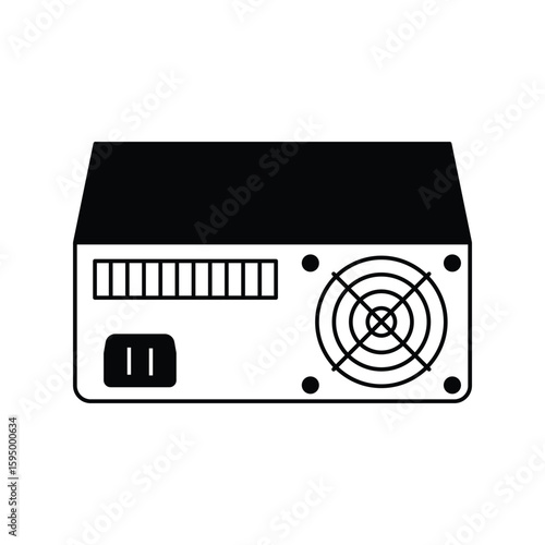 power supply glyph outline icon with white background vector stock illustration